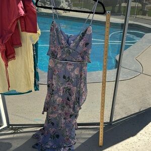 LA Mason Tallis purple/gray/floral midi dress size 4 (assumed)